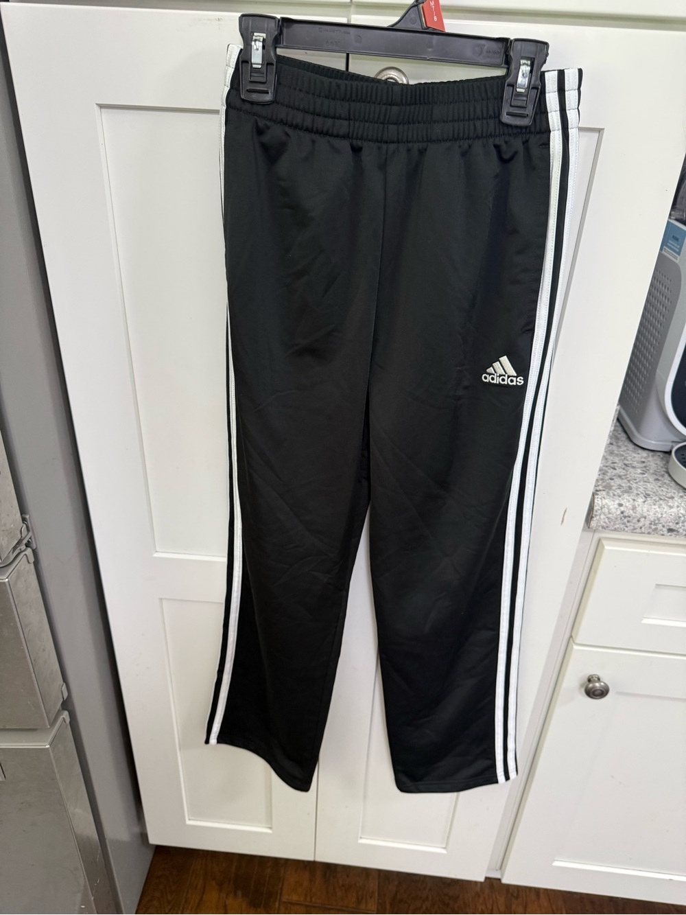 adidas Black Joggers with White Three-Stripe Detail - Kids